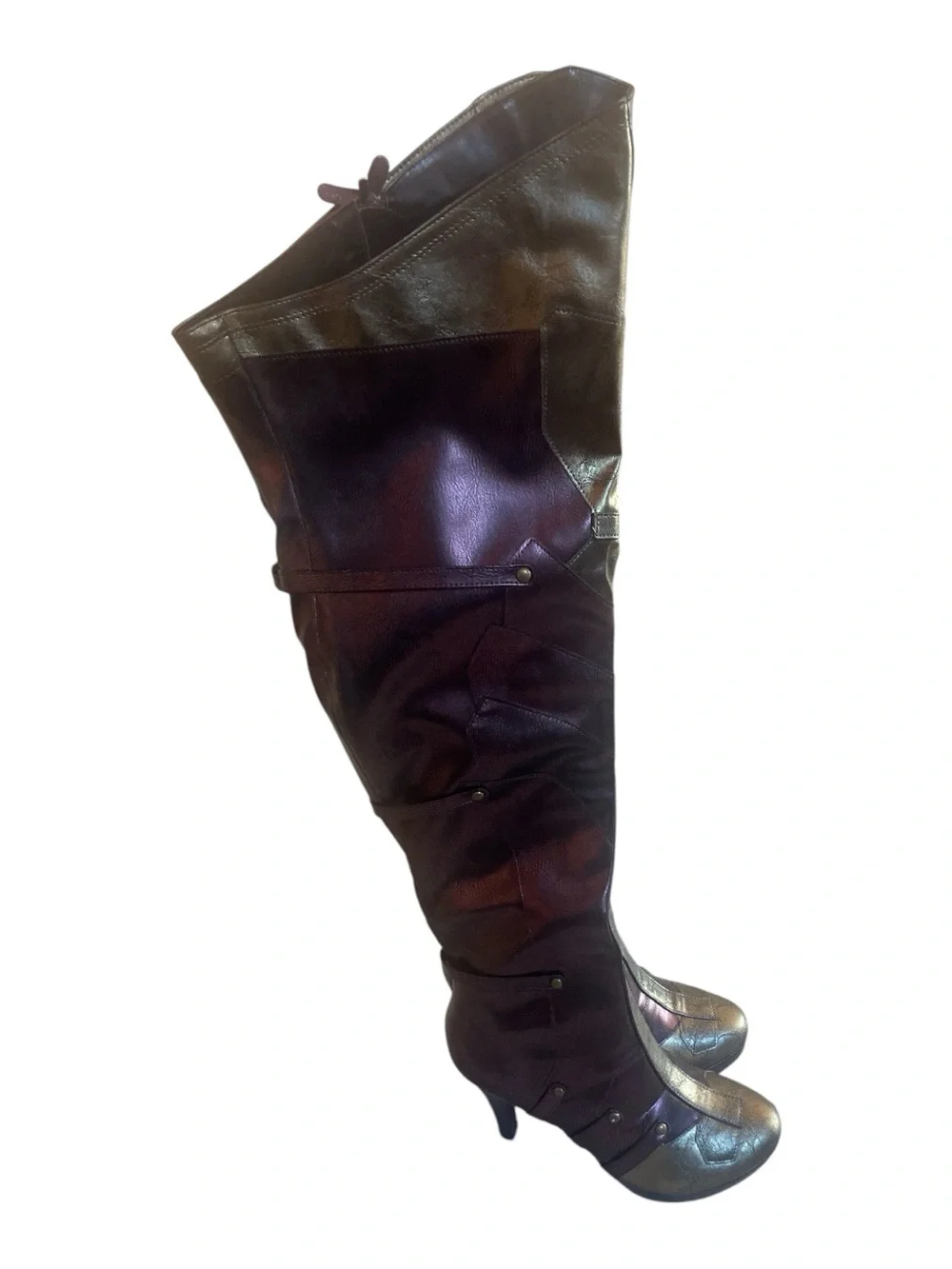 Wonder Woman Costume Boots 9 Burgundy Purple Gold Thigh High Cosplay Heel